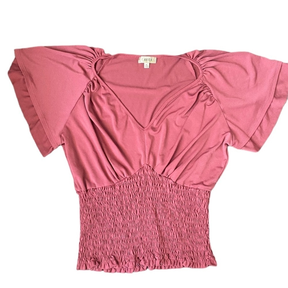 Lavish pink VNeck blouse size XL